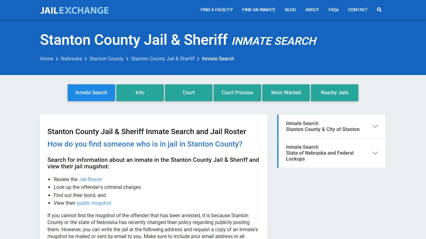 Stanton County Jail & Sheriff Inmate Search - Jail Exchange
